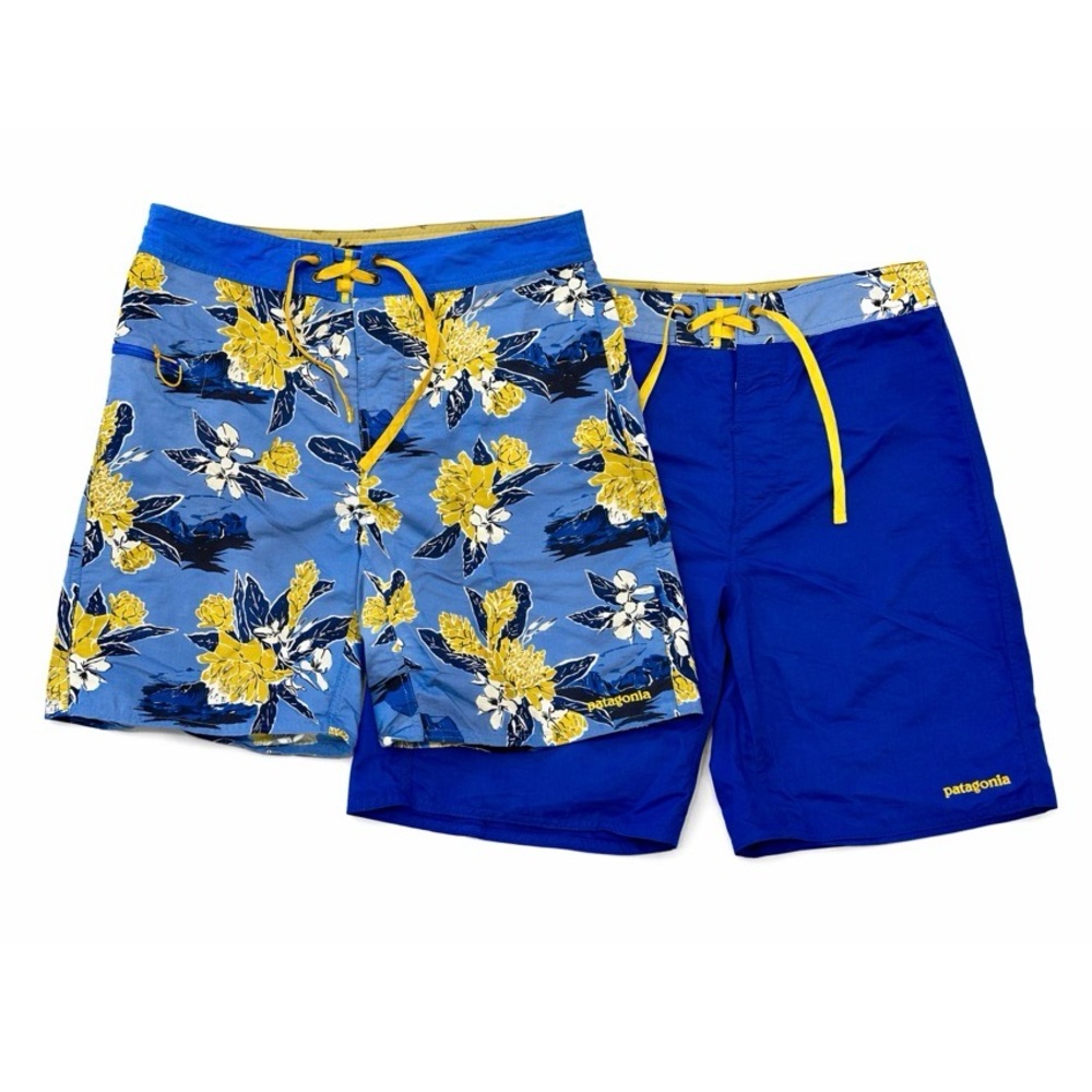 Bundle of two Patagonia Men’s Size 32 Waist Wavefarer Board Shorts Blue Floral